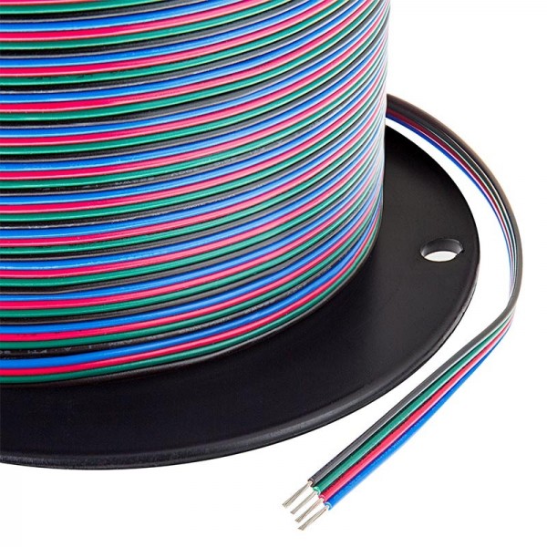 Cable paralelo 4 hilos para tira led RGB, Rollo de 305mts x 0,56€/mt